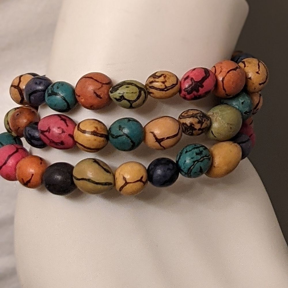 Multi color patterned wrap bracelet - Picture 2 of 6